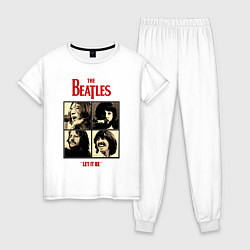 Пижама хлопковая женская The Beatles LET IT BE, цвет: белый