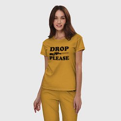 Пижама хлопковая женская Drop Please, цвет: горчичный — фото 2