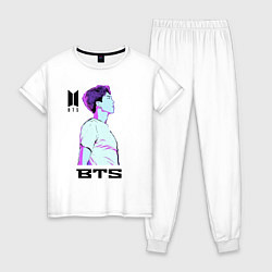 Пижама хлопковая женская BTS, цвет: белый