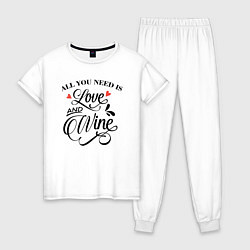 Пижама хлопковая женская Love and Wine, цвет: белый