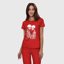 Пижама хлопковая женская Love День святого Валентина, цвет: красный — фото 2