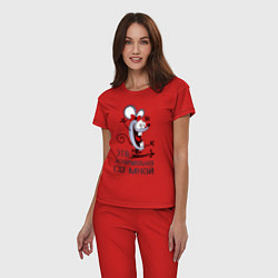 Пижама хлопковая женская Mouse love, цвет: красный — фото 2
