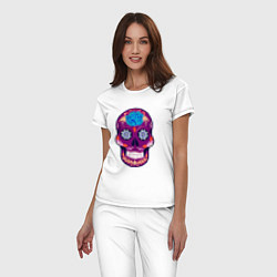 Пижама хлопковая женская Skull Art, цвет: белый — фото 2