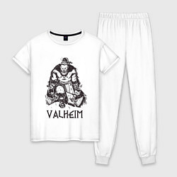 Пижама хлопковая женская Valheim Викинг Берсерк, цвет: белый