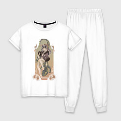 Пижама хлопковая женская Девочка ящерица, цвет: белый