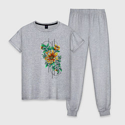 Пижама хлопковая женская Sunflower, цвет: меланж