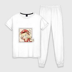 Пижама хлопковая женская Кли, цвет: белый