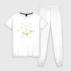 Пижама хлопковая женская Золотые часы, цвет: белый