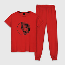 Пижама хлопковая женская Череп, цвет: красный