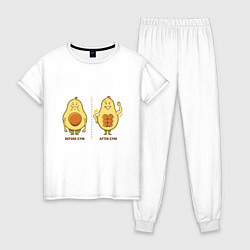 Пижама хлопковая женская Спортивный Авокадо, цвет: белый