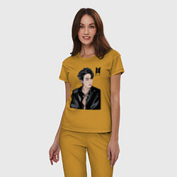 Пижама хлопковая женская BTS, цвет: горчичный — фото 2