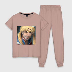 Пижама хлопковая женская Сейлор Мун, цвет: пыльно-розовый
