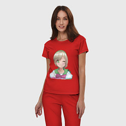 Пижама хлопковая женская Милая аниме девочка, цвет: красный — фото 2