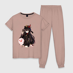 Пижама хлопковая женская Ху Тао, цвет: пыльно-розовый