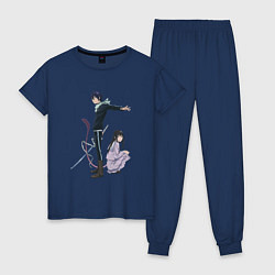 Пижама хлопковая женская Бездомный Бог, цвет: тёмно-синий