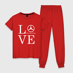 Пижама хлопковая женская LOVE MERCEDES BENZ, цвет: красный