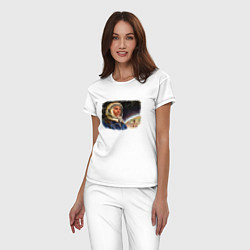 Пижама хлопковая женская День космонавтики, цвет: белый — фото 2