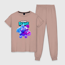 Пижама хлопковая женская Сквик Squeak Brawl Stars, цвет: пыльно-розовый