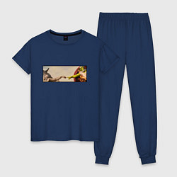 Пижама хлопковая женская Шрек: Сотворение ослика, цвет: тёмно-синий