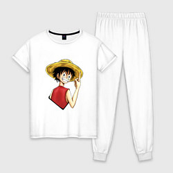 Пижама хлопковая женская Мугивара Луффи Monkey D Luff, цвет: белый