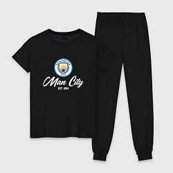 Пижама хлопковая женская MAN CITY EST 1894, цвет: черный