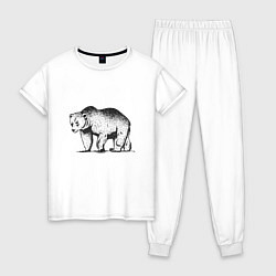 Пижама хлопковая женская Медведь Гризли Grizzly Bear, цвет: белый