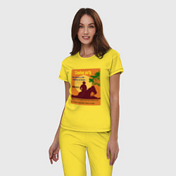 Пижама хлопковая женская Лошадь и ковбой, цвет: желтый — фото 2