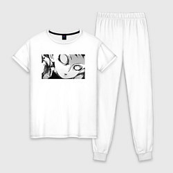 Пижама хлопковая женская МОБ ПСИХО 100, цвет: белый