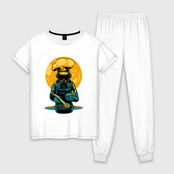 Пижама хлопковая женская Космонавт Повар, цвет: белый