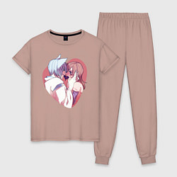 Пижама хлопковая женская Tomoe and Nanami KIss, цвет: пыльно-розовый