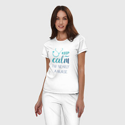 Пижама хлопковая женская Keep calm, цвет: белый — фото 2