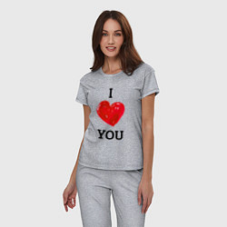 Пижама хлопковая женская I LOVE YOU HEART Z, цвет: меланж — фото 2