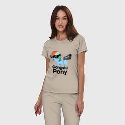 Пижама хлопковая женская Gangsta pony, цвет: миндальный — фото 2
