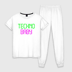 Пижама хлопковая женская Techno baby, цвет: белый