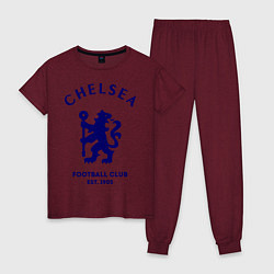 Пижама хлопковая женская Chelsea Est. 1905, цвет: меланж-бордовый