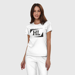 Пижама хлопковая женская Hockey life HL logo, цвет: белый — фото 2