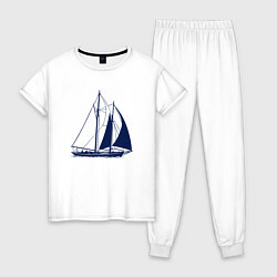 Пижама хлопковая женская Кораблик, цвет: белый