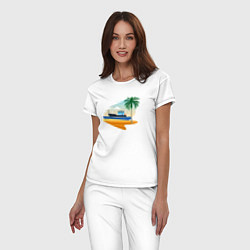 Пижама хлопковая женская Яхта и пляж, цвет: белый — фото 2