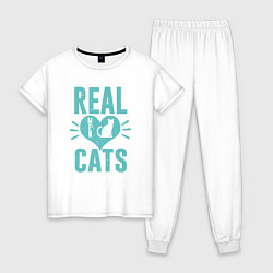 Пижама хлопковая женская Real Cats, цвет: белый
