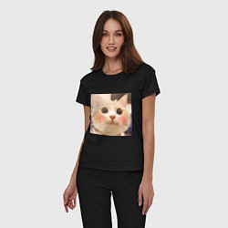 Пижама хлопковая женская Мем про котов, цвет: черный — фото 2