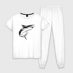 Пижама хлопковая женская Акула, цвет: белый