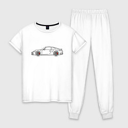 Пижама хлопковая женская Porsche 911 Tubro S, цвет: белый