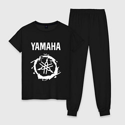 Пижама хлопковая женская YAMAHA ЯМАХА МОТОСПОРТ, цвет: черный