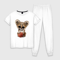 Пижама хлопковая женская Пума - Баскетбол, цвет: белый