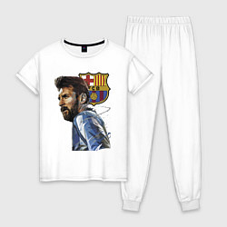 Пижама хлопковая женская Lionel Messi Barcelona Argentina Striker, цвет: белый