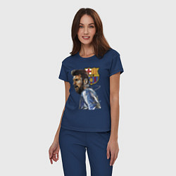 Пижама хлопковая женская Lionel Messi Barcelona Argentina Striker, цвет: тёмно-синий — фото 2