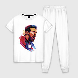 Пижама хлопковая женская Lionel Messi Barcelona Argentina Football, цвет: белый