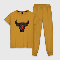 Пижама хлопковая женская Bulls - Jordan, цвет: горчичный