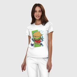 Пижама хлопковая женская Fast Food, цвет: белый — фото 2