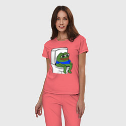 Пижама хлопковая женская Лягушонок пепе, цвет: коралловый — фото 2